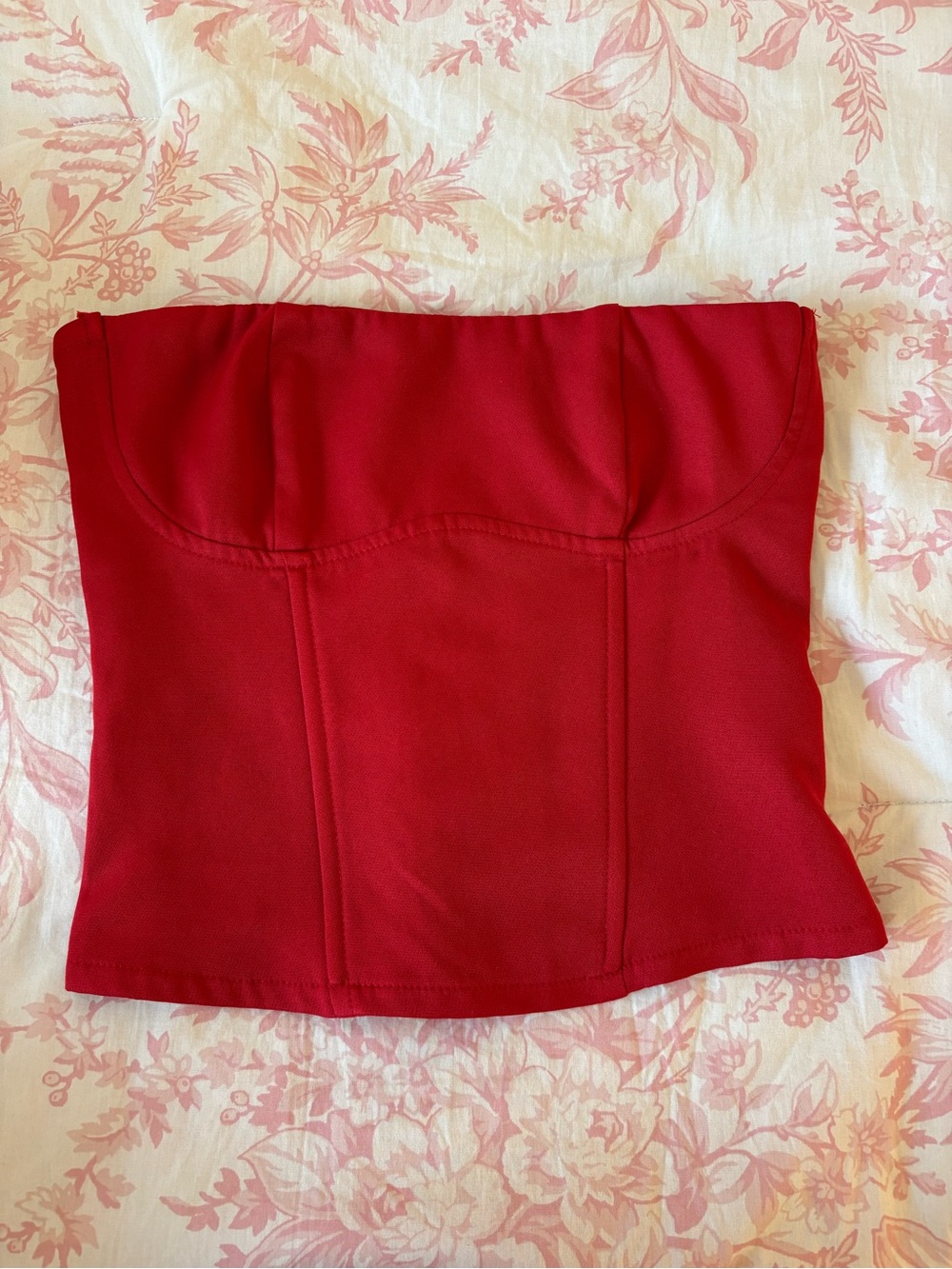 Edikted Red Strapless Bustier Crop Top